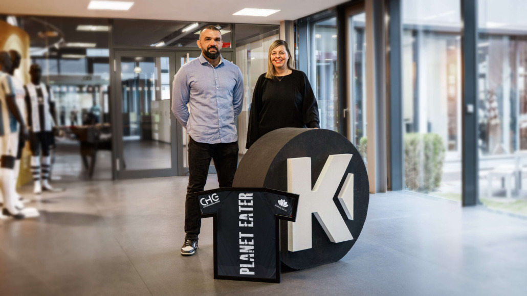 Kempa und PLANET EATER kooperieren: Melanie Steinhilber von Kempa und Peter Sobotta von Planet Eater